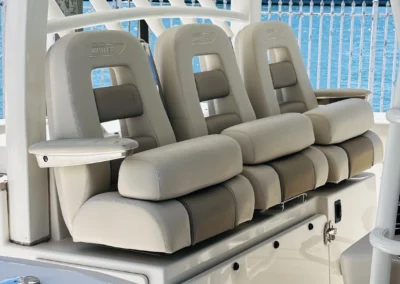 Boston whaler boat upholstery replacement with premium marine vinyl.